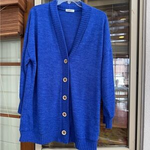 Blue Women's Button-Up Cardigan